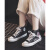 19新型女子大童黒高幇キャノンスーツ中学生のulzzzing落書き板靴韓国版ブーツ女性黒A 397